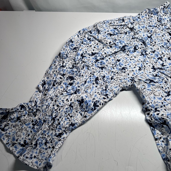 Francesca 3/4 Sleeve Floral Top Ruffle Buttons XL - Picture 5 of 5